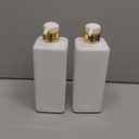 Modern Gold Design Pump Bottle Set 27 oz Refillable Shampoo and Conditioner Dispenser Empty Shower Plastic Bottles with Pump for Bathroom Lotion Body wash Massage Oils, Pack of 3 (White)