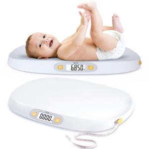 Baby Scale for Weighing, 55 lb/0.01 lb Digital Infant Scale for Weighted Feeds with Height Measuring Tape Weight Comparison Hold Function, Pet Scale for Cats/Dogs, LCD Display, Large Platform