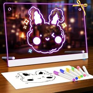 Led Drawing Board for Kids, 14"x10", 3 Mode and 7 Color, Illuminate Acrylic Dry Erase Board, Toddlers Doodle Board, Learn and Education Toy for Kids Above 3 Year, Christmas Birthday New Year Gift