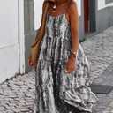 PRETTYGARDEN Women Summer Dresses 2026 Spaghetti Strap Scoop Neck Floral Maxi Dress Flowy Boho Long Sundress with Pockets (Black, L)