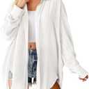 Saodimallsu Womens Oversized Button Down Shirts Long Sleeve Irregular Hem Blouse Tops (Size L, White)