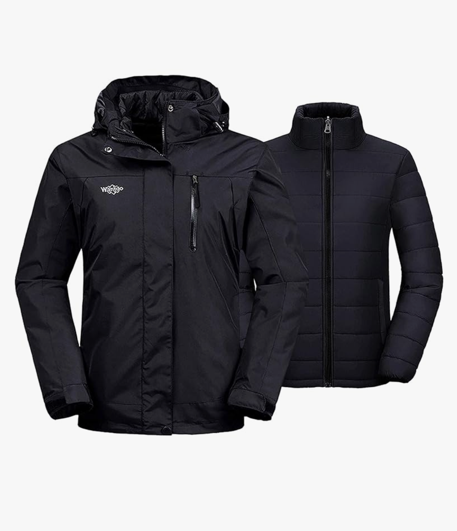 wantdo Women's 3 in 1 Waterproof Ski Jacket Windproof Winter Snow Coat Snowboarding Jackets Warm Raincoat M