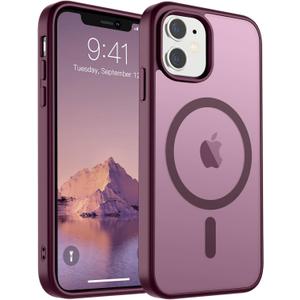 SUPFINE Magnetic for iPhone 11 Phone Case (Compatible with MagSafe)(Military Grade Drop Protection) Translucent Matte Shockproof Phone Case,Wine Red