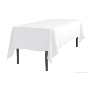 Decor Linens 90 x 132 Inch Rectangular Polyester Tablecloth with Oblong Corners, Weddings, Trade show, Banquets, Home, White