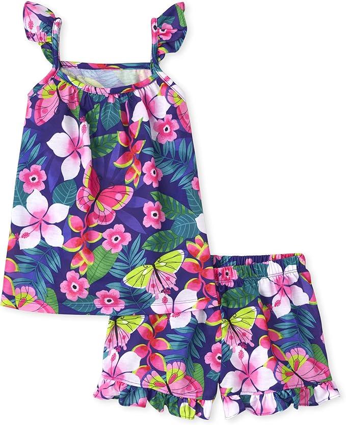 The Children's Place girls Tank Top and Shorts,2 Piece Pajama Set, Large