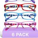 Reading Glasses for Women, 6 pack Fashion Readers for Women Spring Hinge Eye Glasses, Blue Light Reading Glasses