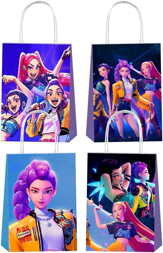 YEEFIGRO 12pcs Demon Movie Hunters Party Gift Bags with Handles,Girl Birthday Party Supplies for Demon Movie Hunters Party Decorations