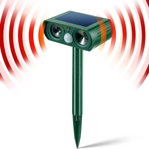 Waterproof Ultrasonic Animal Repellent Solar Infrared Cat Repeller Outdoor, 2 Pcs