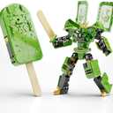 BOZOBO Ice Cream Transforming Toy, 2 in 1 Popsicle Transform into Robot Action Figure, DIY Transformation Figure Toys for Kids & Adults Action Figures for Boys Party Favors Gift (Green)