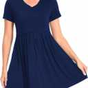 Bearsland Women's Short Sleeve Maternity Nursing Dress Casual Mini T-Shirt Dresses with Pockets (Blue)
