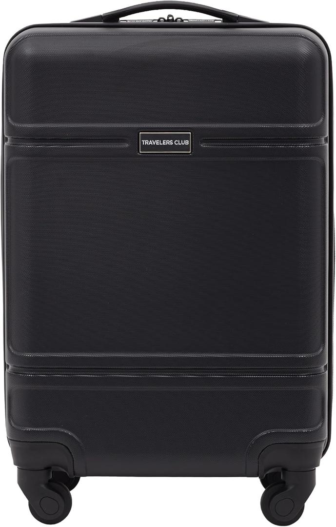 Travelers Club Skyline Spinner Luggage Suitcase, Black, 20-Inch Carry-On