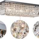 Saint Mossi 22010 5-Lights Modern K9 Crystal Chandelier, Island Design, Flush Mount Ceiling Light, H9 x W10 x L31, Clear Crystal & Pearl Black Finish