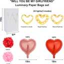 Leorate Will You Be My Girlfriend Proposals Light Up Letters Set  16 LED Lit Paper Bags with Heart Balloons, Rose Petals & Fairy Lights, Romantic Decorations for Valentine's Day Birthday Surprise