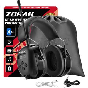 ZOHAN EM042 AM/FM Radio Headphone with Digital Display,Ear Protection Noise Reduction Earmuffs,Comfortable Hearing Protector