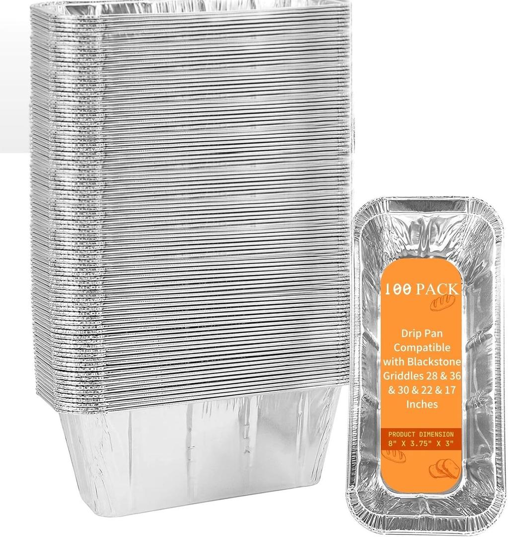 100-Pack Blackstone Grease Cup Liners, Aluminum Foil Drip Pan Liners Disposable for 17" 22" 28" 36" Blackstone Griddle Accessories Drip Tray Holder Grill Rear Grease Catcher Cup Liners