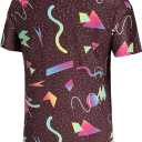 KYKU 80s Costume 90s Clothes Hawaiian Shirt for Men Button Down Shirts Short Sleeve Retro Disco Outfits (Small)