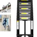 Telescoping Ladder, 20.3FT Aluminum Portable Extension Ladder w/Hooks, Stabilizers& Wheels, 330lbs Capacity, Collapsible Design, Outdoor & RV Friendly, Aluminum, Sturdy & Reliable, Black