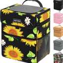 HOTOR Car Trash Can - Leakproof, Collapsible, 2 Gallon Capacity, Polyester Material, Sunflower Color, Fits Sedans, SUVs, Trucks