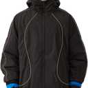 GSOU SNOW Men Ski Jacket Women Baggy Snowboard Jacket Snow Coat Mountain Jacket Hooded Waterproof Windproof Reflective Strip (X-Small, Black)