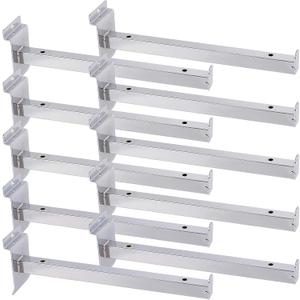 10 PCS 10 Inch Sliver Slatwall Shelf Bracket, Metal Slat Wall Hanging Display Hooks, Heavy Duty Slat Wall Shelves Accessories, Slatwall Hangers for Exhibition and Organization Retail Products