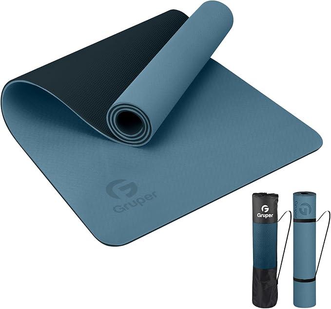 Gruper Yoga Mat Non Slip, Eco Friendly Fitness Exercise Mat with Carrying Strap,Pro Yoga Mats for Women,Workout Mats for Home, Pilates and Floor Exercises, Size: 0.24*24*72 Inches