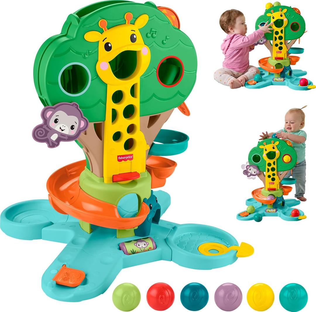Fisher-Price Sit-to-Stand Jungle Tree Musical Activity Toy
Ball Drop Play Center, 6 Balls, For Baby & Toddler Ages 6+ Months