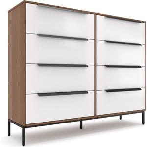 tinge Lira Premium 8 Drawer Fabric Dresser - Engineered Wood Frame Chest of Drawers for Bedroom - Strong & Sag-Proof Clothing Organizer with Sleek Metal Handles (Dark Brown), 11.8"D x 46.2"W x 36.5"H