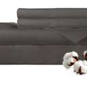 ROYALE LINENS 300 Thread Count 100% Long Staple Combed Cotton Sheet Set - 3 Piece Twin Bed Sheets - 1 Fitted, 1 Flat & Pillow case -Soft Cool & Crisp Sheet Set (Twin, Grey)