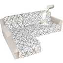 ALIECOM Sectional Couch Covers 100% Waterproof L Shape Sofa Cover Washable 2 Piece Printed Sectional Slipcovers with Chaise Pet Friendly Furniture Protector for Dogs (X-Large, Beige & Black)