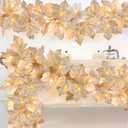 3 Pack Thanksgiving Decorations - Thanksgiving Garland with Lights Fall Decorations for Home, Total 20Ft 60LED Thick Lighted Maples Leafed Fall Garland Autumn Wedding Harvest Fireplace Party Christmas