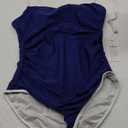 Eomenie Women's One Piece Swimsuit Tummy Control Slimming Bathing Suit Color Block Spaghetti Strap 1 Piece Swim Suit Swimwear (Large, Blue and White)