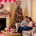 Gejoy Valentine Tree Topper XOXO Velvet Heart Tree Topper Rustic Valentines Treetop Red Heart Decorations Love Ornaments with Light String for Wedding Holiday Party Door Home Decor(Rattan)