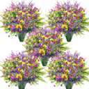 Der Rose 24 Bundles Artificial Flowers Bulk for Outdoors UV Resistant Fake Flowers Spring for Garden Patio Porch Farmhouse Home Window Box DecorColourful