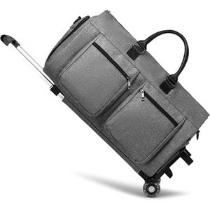 Rolling Garment Bag,Rolling Duffle Bag with Wheels Rolling Garment Bags for Travel with Shoe Pouch Carry On Bag Weekender Bags Garment Duffel Bag for Women-Grey (A1-Grey-2P)