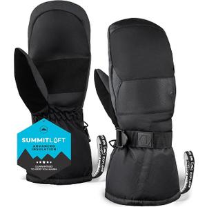 Tough Outdoors Adult Ski Mittens - Waterproof Mittens for Men & Women - Cold Weather Gear - Palm Grip Skiing Accessories, Medium -Large