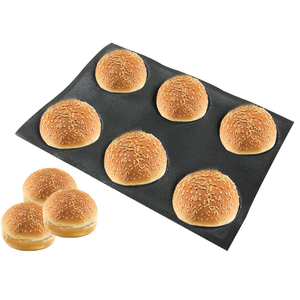 Silicone Bun Bread Form Round Shape Bread Tray Perforated Bakery Molds 6 Cavea 4" No Brand