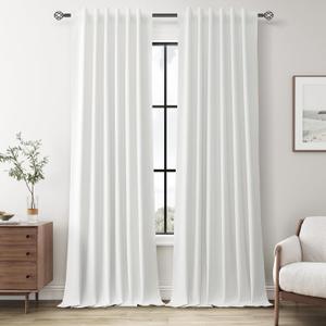 Guken Ivory Linen Blackout Curtains & Drapes 102 Inch Long for Living Room Textured Farmhouse Room Divider Cream Window Patio Door Curtains for Bedroom 2 Panels Set Back Tab Hook Belt 52x102 (52"W x 102"L (Pack of 2))