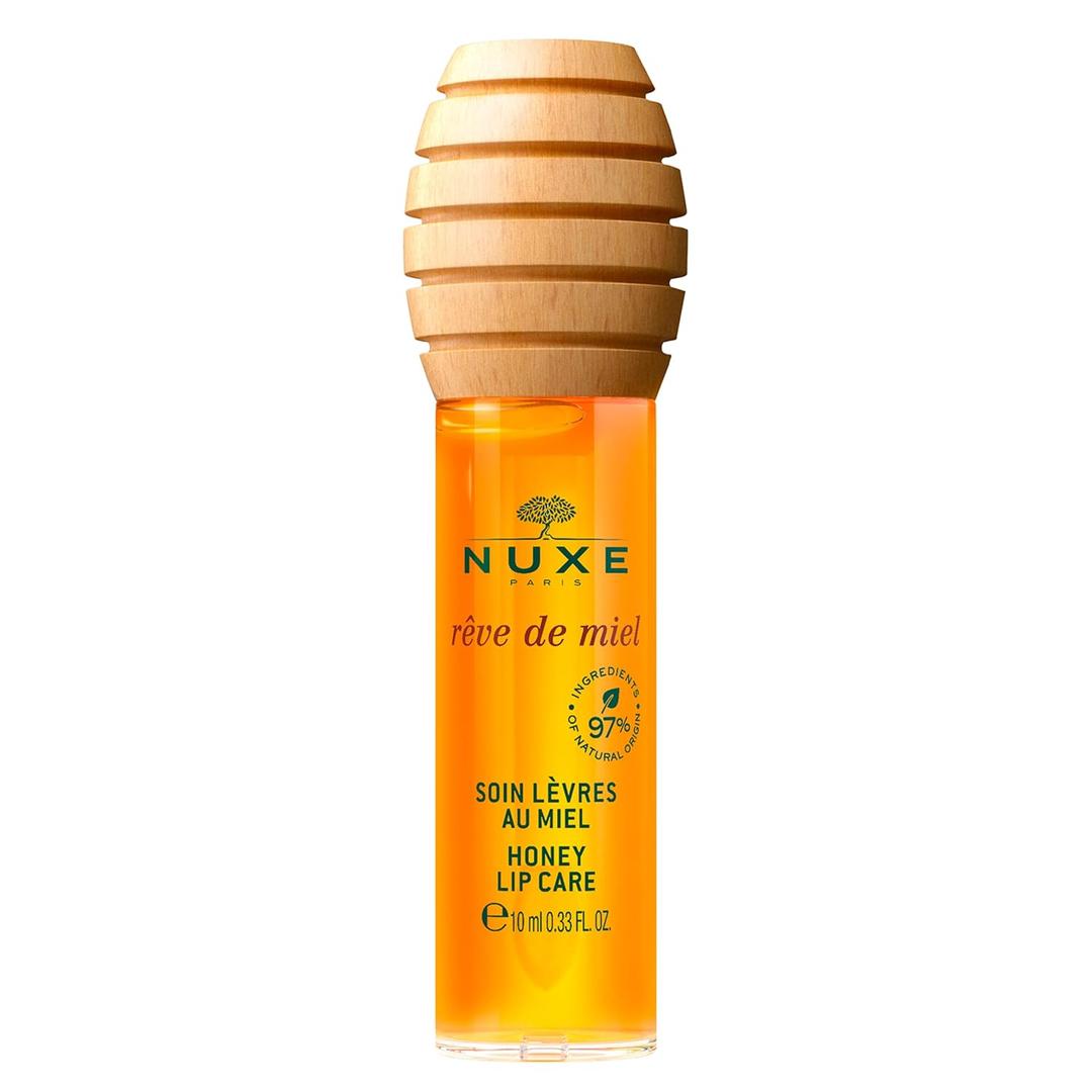 NUXE Rêve de Miel Honey Lip Oil - Ultra Shiny Finish | 100% Natural Organic Moisturizing Gloss with Vitamin E, Honey & Lavender, 0.33 Fl Oz