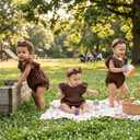 TITKKOP Ruffle Bubble Romper for Baby Girl | One-Piece Shorts Jumpsuit | Summer Outfit & Dress for Infants(dark brown,6-9M)