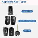 YO&YOYE Compatible with Toyota Key Fob Cover with Keychain Leather Key Case Protector for Avalon Camry Corolla RAV4 Sequoia Highlander Smart Key (Model2, Black)