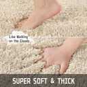 Yimobra Toilet Rugs U Shaped 24x20, Ultra Soft and Water Absorbent Bath Mats, Non Slip Fluffy Luxury Microfiber Contour Bath Rugs for Toilet, Dry Quick, Machine Washable, Light Beige and White