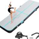 Inflatable Gymnastics Air Tumbling Track Mat 6ft 10ft 13ft 16ft 20ft, Air Tumble Track Mat with Electric Air Pump for Kids Adults Home Outdoor Training Cheerleader Yoga Water Park (10ft*3.3ft*4in(3*1*0.1m), Green Black)