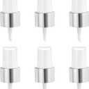 uxcell 6 Pcs Silver White Spray Top, 20/410 Fine Mist Sprayer Reusable Replacement Spray Bottle Pump Plastic Top for Cosmetic Perfume and Body Sprays Bottle