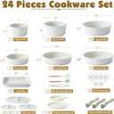 SENSARTE 24 Piece Pots and Pans Set, Nonstick Detachable Handle Cookware, Induction Kitchen Cookware Set with Removable Handle, Healthy Non Stick for RV, Dishwasher Oven Safe (White)