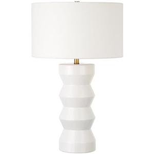 Carlin 28" Tall Ceramic Table Lamp with Fabric Shade in Matte White/White
