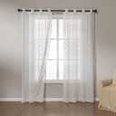 Amazon Basics 2-Piece Embroidery Sheer Curtain Set, Light Filtering Hollow Drapes for Living Room and Bedroom, 52" W 84" L, White Scale
