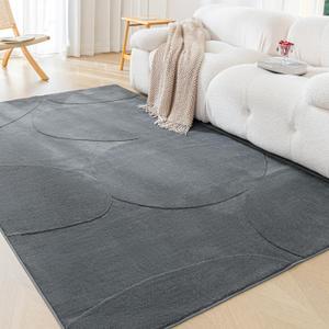 Amazon Basics Indoor Area Rugs, Soft-Touch Washable Home Decor Carpet for Living Room Bedroom, 6' L × 4' W, Curve Dark Grey