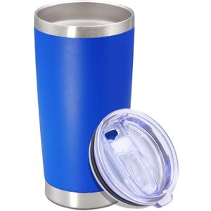 20 oz Tumbler with lid Double Wall Vacuum Insulated Tumblers Stainless Steel Coffee Mug Travel Coffee Tumbler Powder Coated Tumbler Cup Keep Hot&Cold - (Dark Blue 1 Pack)