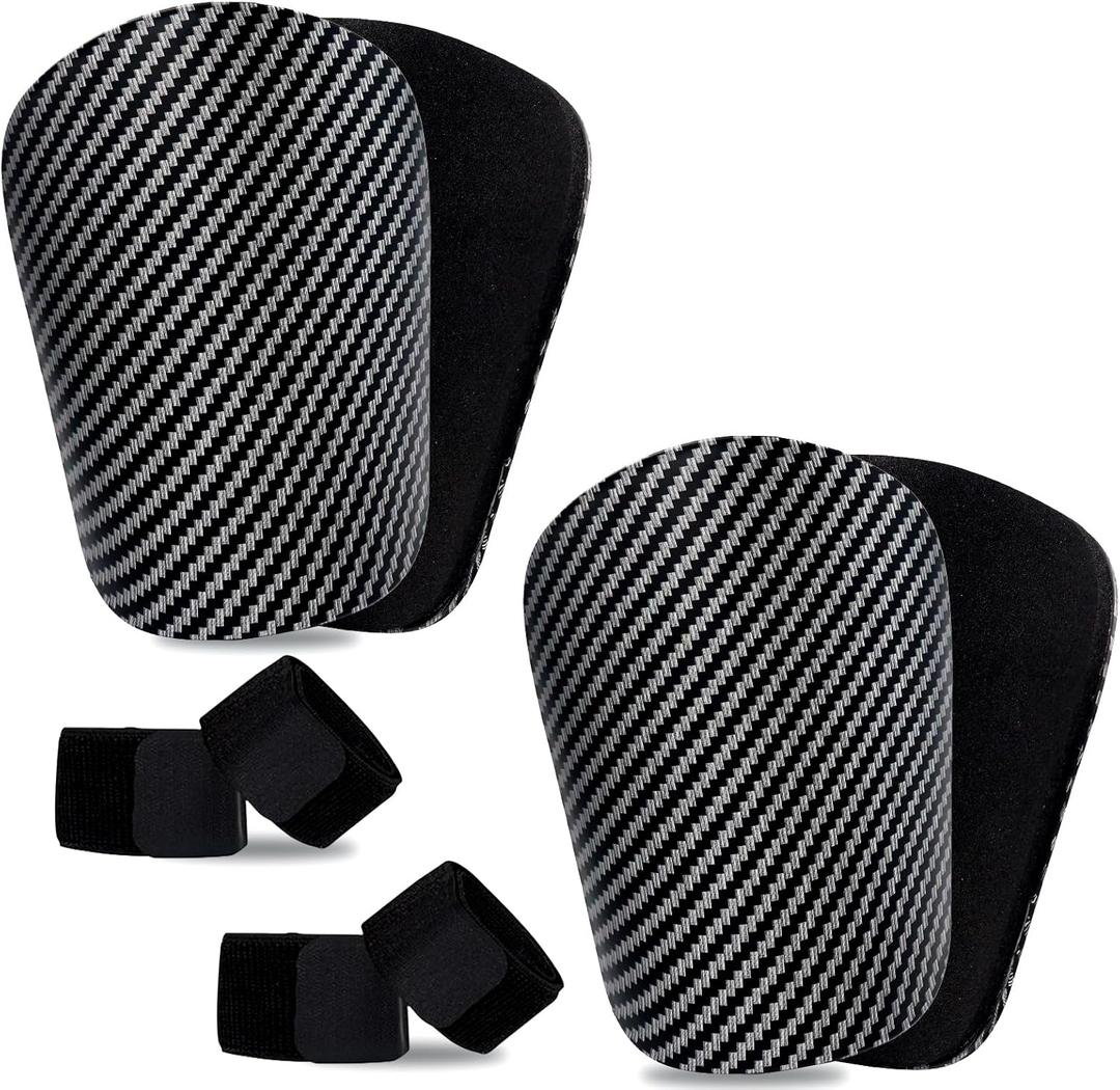 Mini Shin Guards Soccer-2 Pairs Small shin Guards and 2 Pairs Strap Shin Fixed Straps for 4-6,Match Equipment Protective Tiny shin Guards Soccer (Carbon pattern)