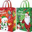 Extra Large Christmas Tote Bags, 2Pcs Xmas Non Woven Gift Reusable Grocery Shopping Bags With Handles for Kids Holiday Gifts Wrapping Supplies